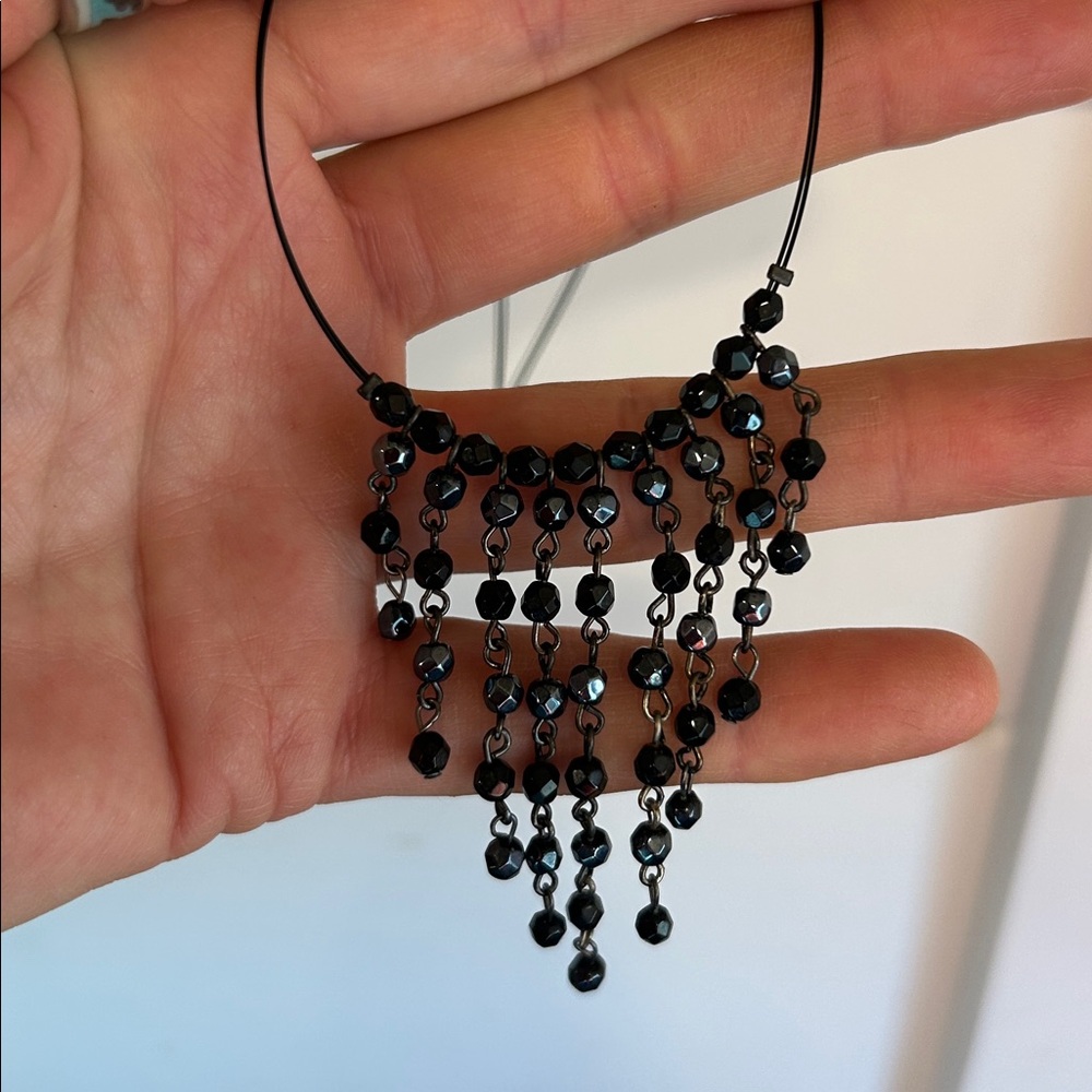 Elegant Black Oil Slick Beaded Necklace View 4
